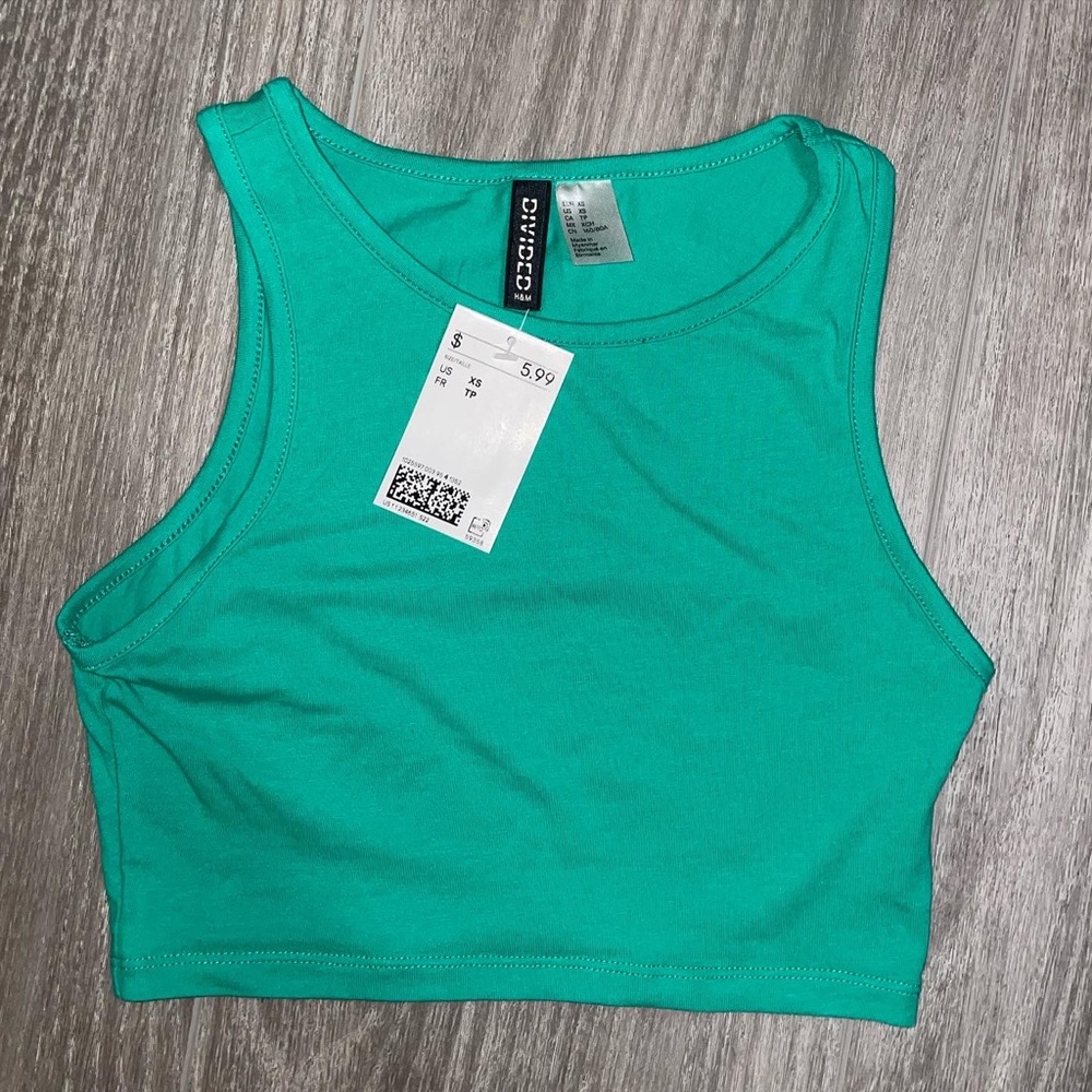 H&M Green Cropped Halter Top